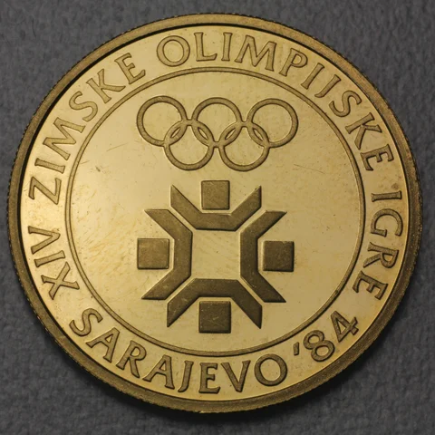 5000 Dinar Goldmünze Jugoslawien 1982 Olympiade Sarajevo 1984