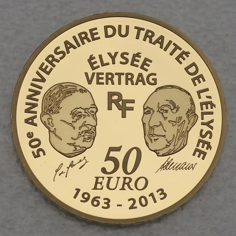 Goldmünze 50 Euro Frankreich 2013 - 50 Jahre Elysee Verträge