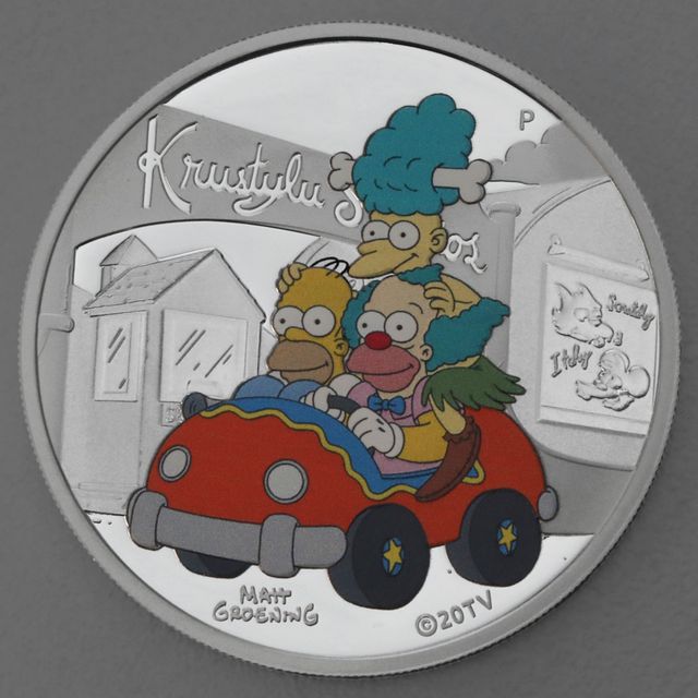 Silbermünze 1oz The Simpsons 2022 - Krusty the clown coloriert in Polierter Platte
