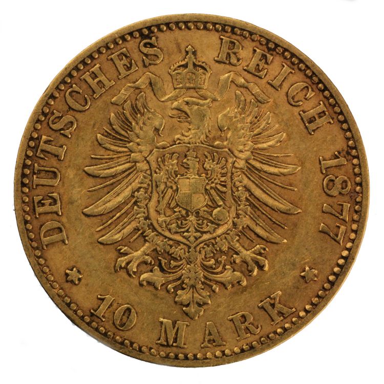 10 Mark Reichsgoldmünze Rückseitenmotiv 1874 bis 1889