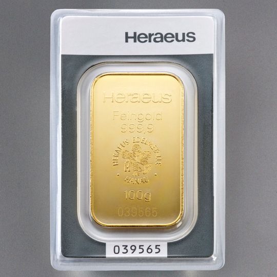 100g Heraeus Goldbarren