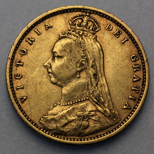 Halber Sovereign Münze Königin Victoria Jubilee Conage mit Wappen Rückseite