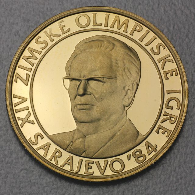 5000 Dinar Goldmünze Jugoslawien 1983 Olympiade Sarajevo 1984