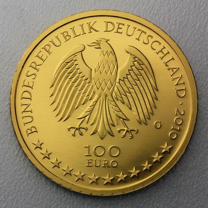 Kehrseite der 100 Euro Goldmünze "Würzburg" 2010