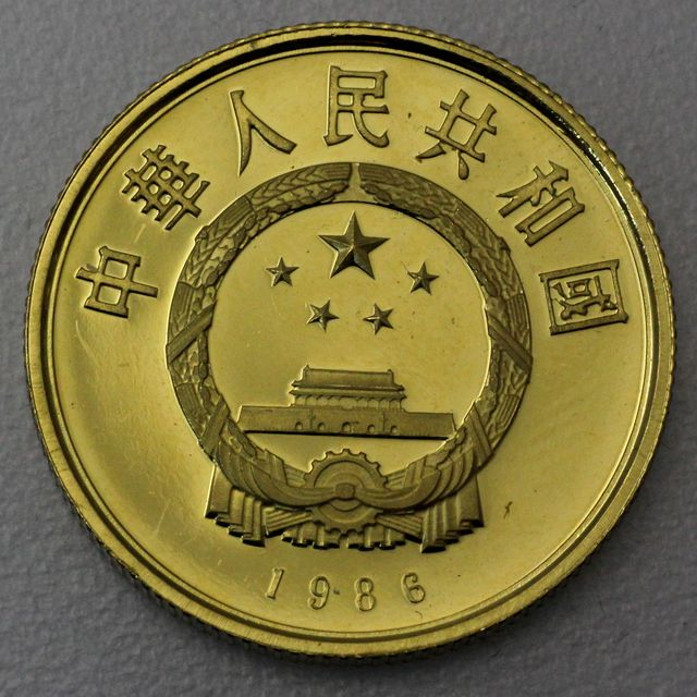 100 Yuan Goldmünze Yak 1986 - 11,318g 22K