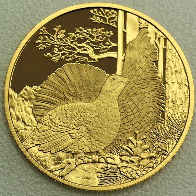 Goldmünze 100 Euro Österreich 2015 - Auerhahn - Unseren Wildtieren auf der Spur