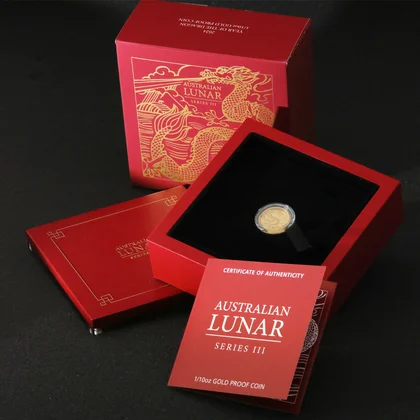 Lunar III, 1/10oz Goldmünze, Drache, 2024, Polierte Platte (PP) in Verpackung