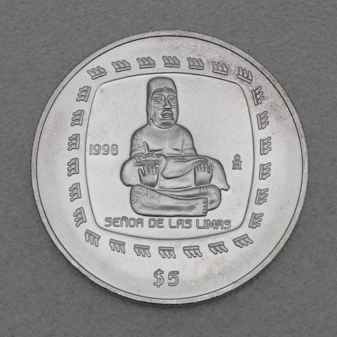 Silbermünze 1oz Mexiko Präkolumbische Kulturen - Olmeken Herr von Limas 1998