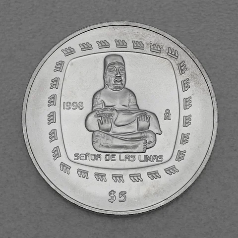 Silbermünze 1oz Mexiko Präkolumbische Kulturen - Olmeken Herr von Limas 1998