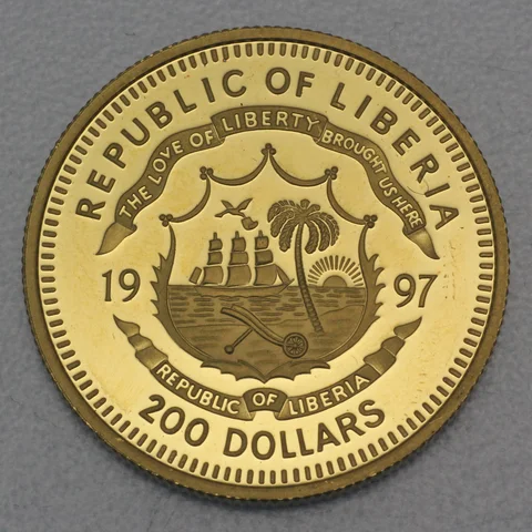 Goldmünze 200 Dollars Liberia 1997 - Year of the Ox