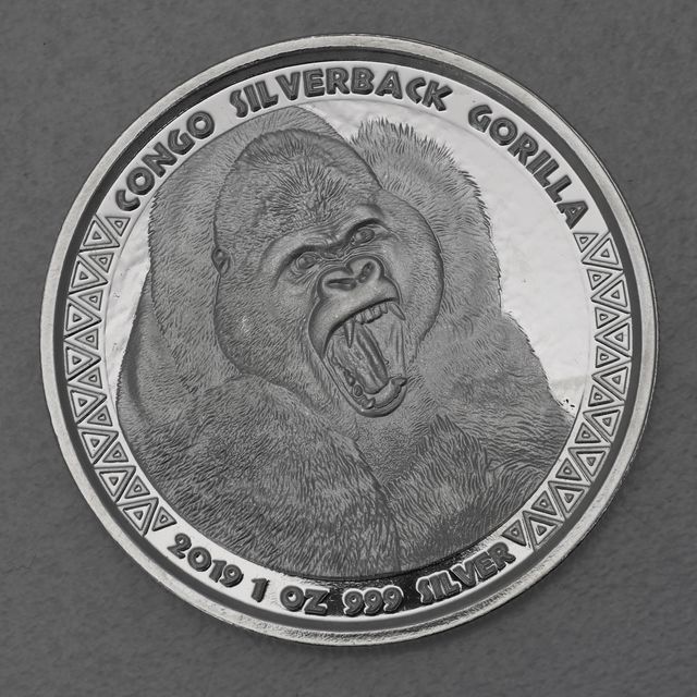 Silbermünze 1oz Congo Silverback Gorilla 2019