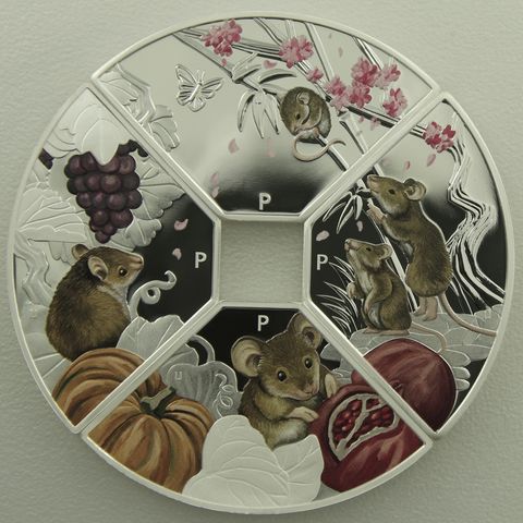 Silbermünzen 4x 1oz Lunar Tuvalu Quadrant 2020 - Maus
