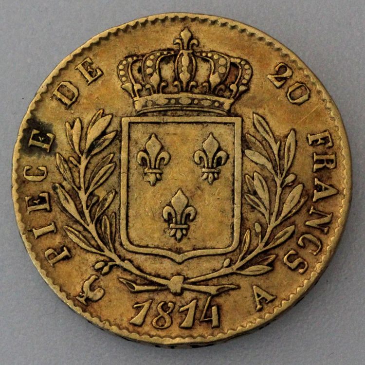 Französiche 20 Francs Goldmünze Louis XVIII