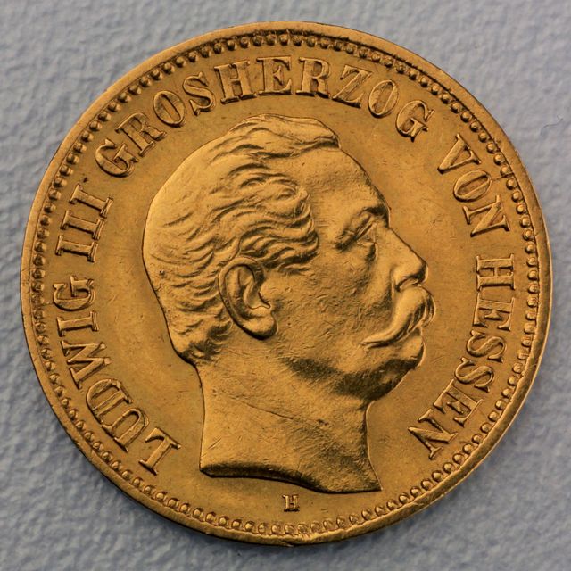 5 Reichsmark Goldmünze Ludwig III - Hessen - Prägejahr 1877 Jäger Nr. 215