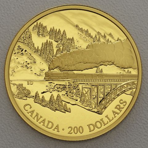 Goldmünze 200 Dollar Kanada 1996 - Transcontinental Railway