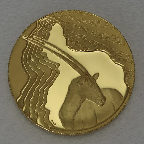 Goldmünze Südafrika Natura Serie Monarchs of Africa 2001 Gembsbok Rückseite