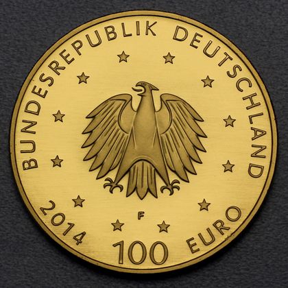 Kehrseite der 100 Euro Goldmünze "Kloster Lorsch" 2014