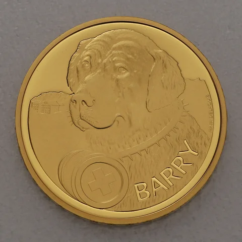 Goldmünze 50 Franken Schweiz 2017 - Barry der Rettungshund