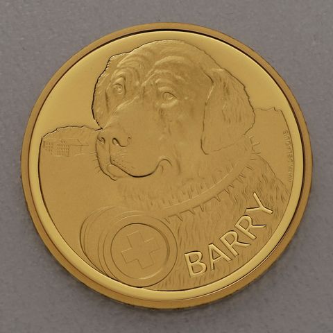 Goldmünze 50 Franken Schweiz 2017 - Barry der Rettungshund