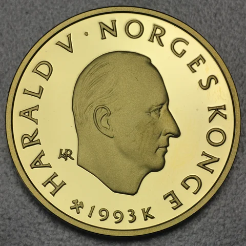 1500 Kronen Goldmünze Norwegen 1993 Lillehammer Harald V Norges Konge Olympische Spiele