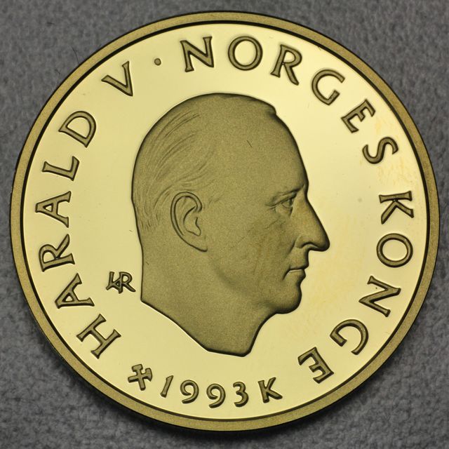1500 Kronen Goldmünze Norwegen 1993 Lillehammer Harald V Norges Konge Olympische Spiele