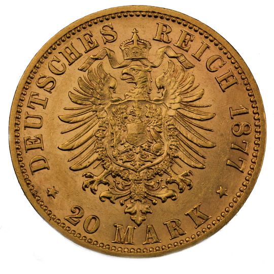 20 Mark Reichsgoldmünze Rückseitenmotiv 1874 bis 1889