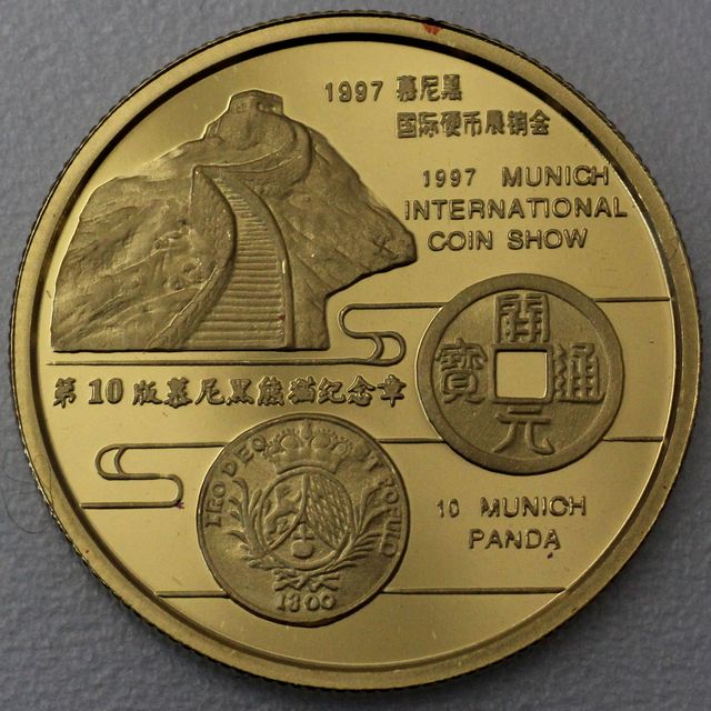 1/2oz Goldmedaille China Panda zur Munich International Coin Fair 1997