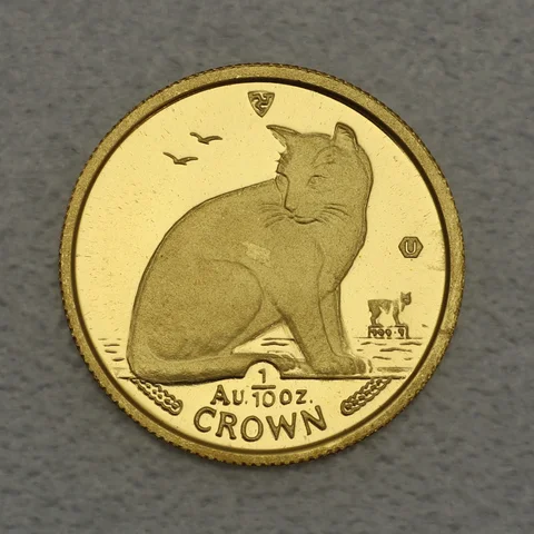 Goldmünze 1/10oz Isle of Man Cat Katzen 1990 - N.Y. Alley Cat