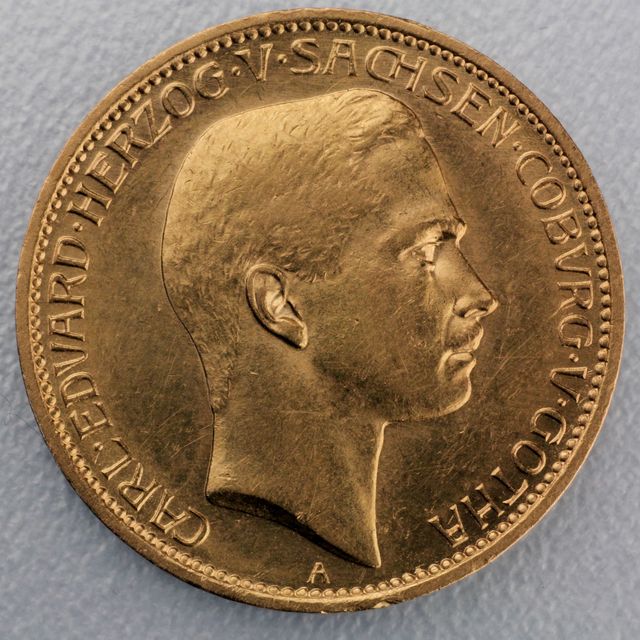 10 Reichsmark Goldmünze Carl Eduard - Sachsen - Coburg und Gotha - Prägejahr 1905 Jäger Nr. 273