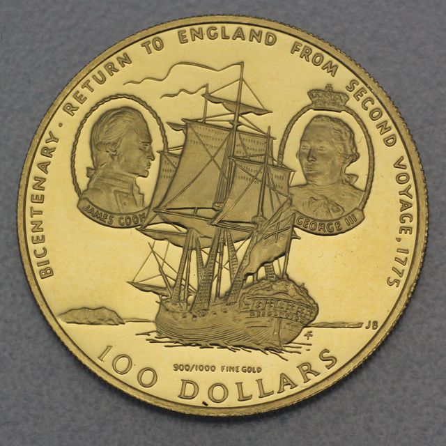 100 Dollar Cook Island Gedenkmünze 1975