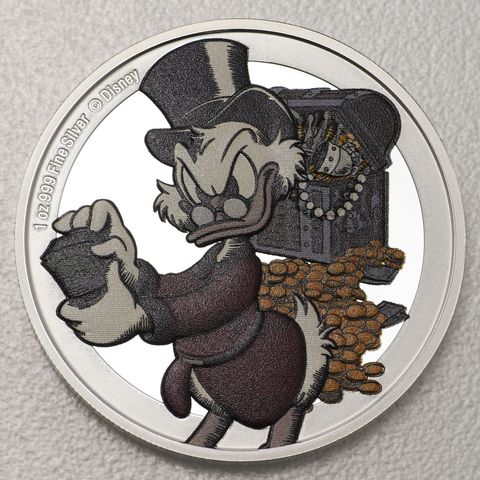Silbermünze 1oz Niue Dagobert Duck 2022 75. Jubiläum koloriert