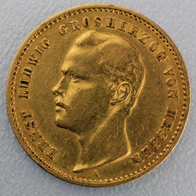 10 Reichsmark Goldmünze Ernst Ludwig - Hessen - Prägejahr 1893 Jäger Nr. 222