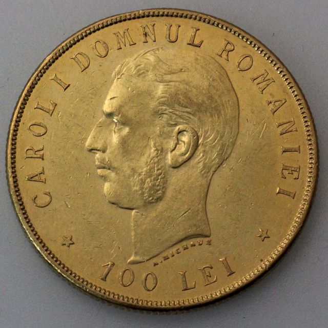 100 Lei Goldmünze Rumänien 1906