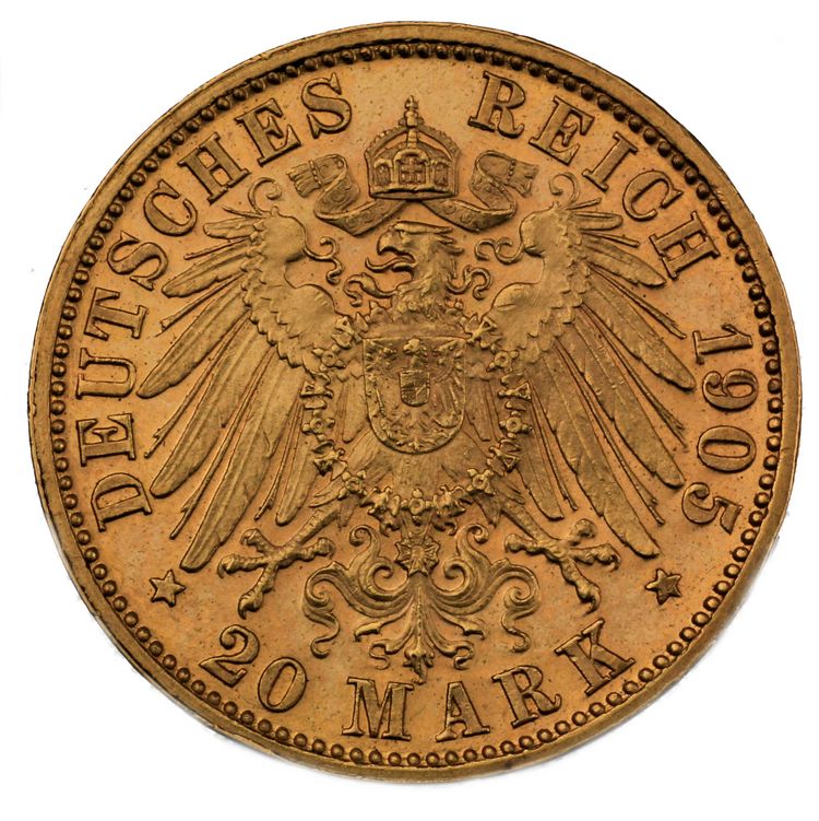 20 Mark Reichsgoldmünze Rückseitenmotiv 1890 bis 1915