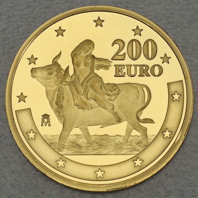 Goldmünze 200 Euro Spanien 2003 Göttin Europa
