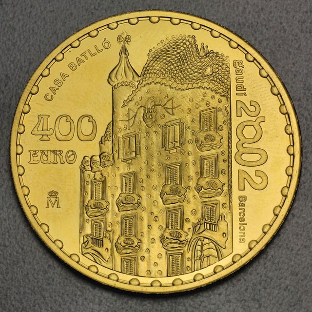 Goldmünze 400 Euro Spanien 2002 Antoni Gaudi