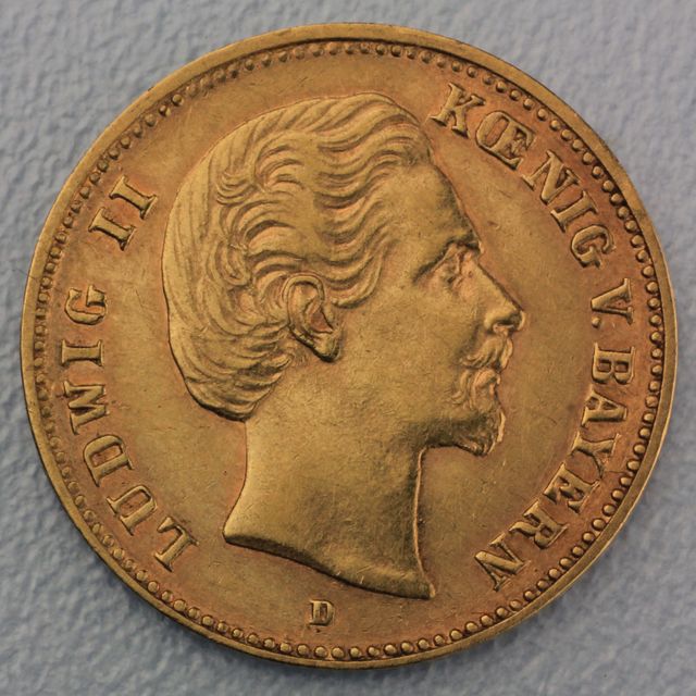 5 Reichsmark Goldmünze Ludwig II- Bayern Prägejahre 1877, 1878 Jäger Nr. 195