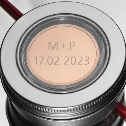 Kupfermedaille mit Textgravur