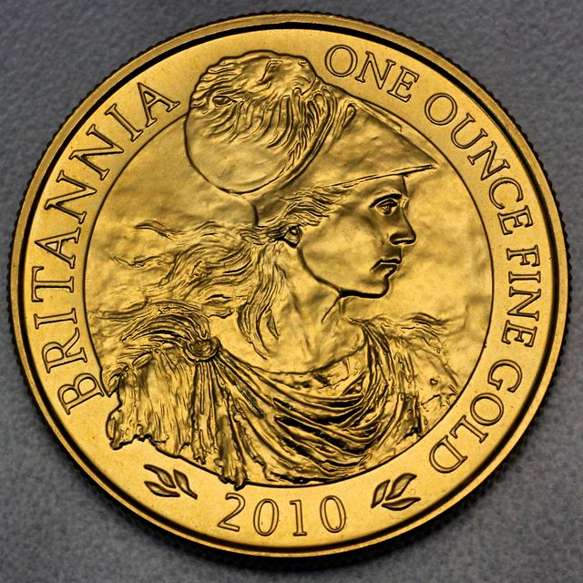 Motiv der Britannia Goldmünze 2010