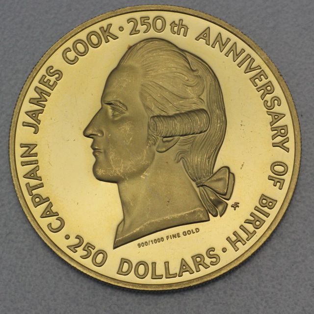 250 Dollar Cook Island Gedenkmünze 1978