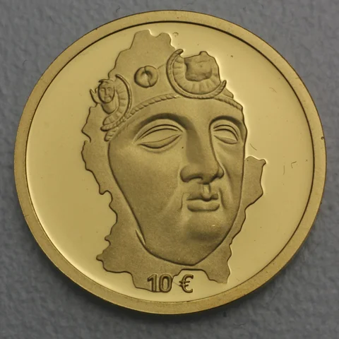 10 Euro Goldmünze Luxemburg 2004 Maske von Hellange