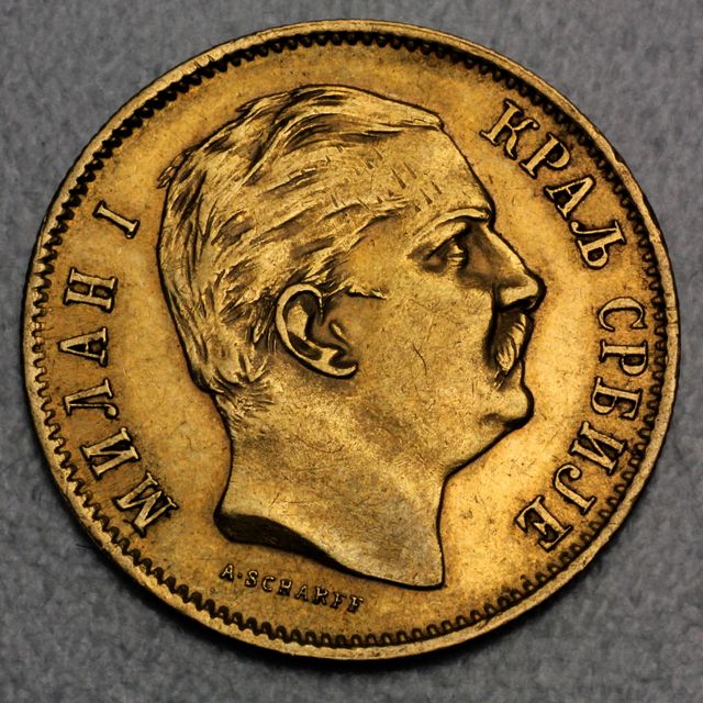 10 Dinar Goldmünze Milan I Serbien 1882