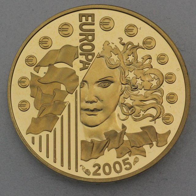 10 Euro Goldmünze Frankreich 2005 Europa Fahne