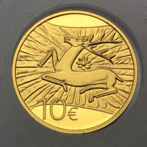 10 Euro Goldmünze Luxemburg 2009 Hirsch des Refugium der Orvaler Abtei