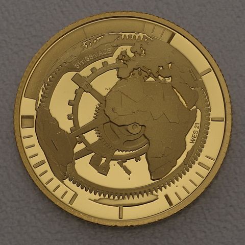 Goldmünze 50 Franken Schweiz 2022 - Timemaschine / Schweizer Uhrenindustrie