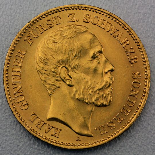 20 Reichsmark Goldmünze Karl Günther - Schwarzburg - Sondershausen - Prägejahr 1896 Jäger Nr. 287