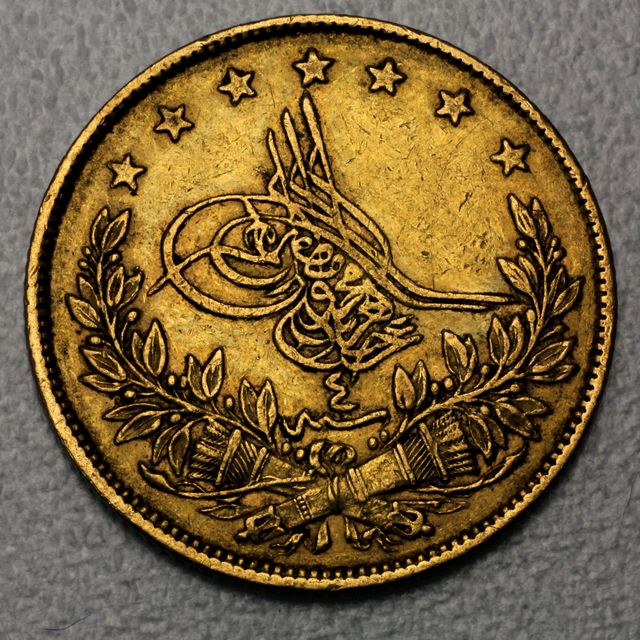 Goldmünze Türkei 100 Piaster Kurush Tughra