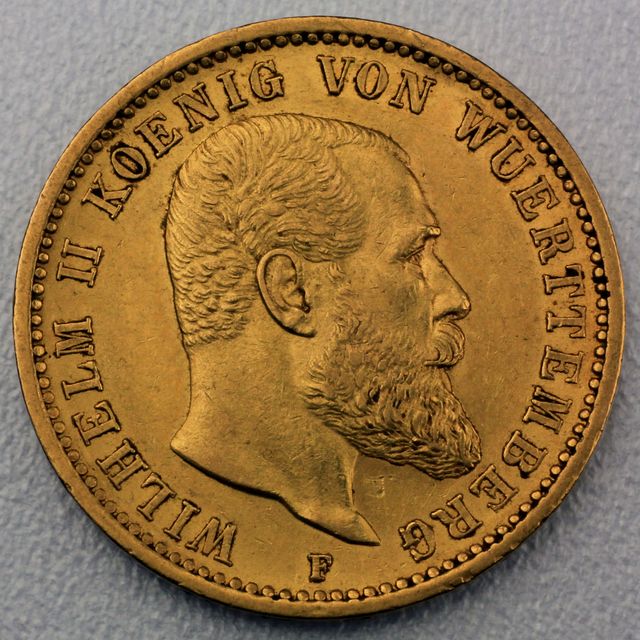 20 Reichsmark Goldmünze Wilhelm II - Württemberg - Prägejahre 1894 bis  1914 Jäger Nr. 296