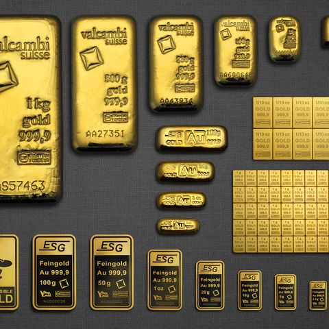 Goldbarren in verschiedenen Größen Goldbarren in verschiedenen Größen