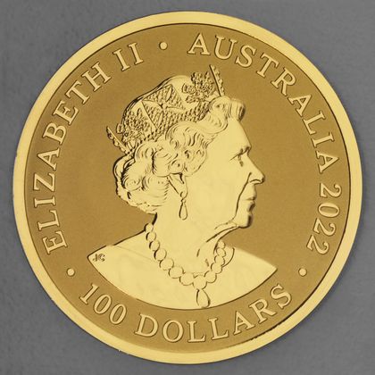 Australia Zoo, 1oz Goldmünze, Kopfseite mit Queen Elizabeth II, 2022